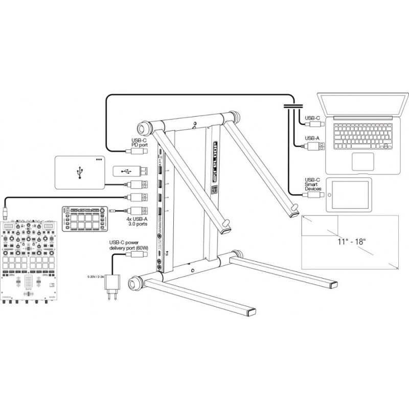 Reloop Stand HUB - statyw pod laptop + hub USB