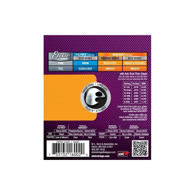 ELIXIR 16002 NanoWeb - Struny do akustyka 10-47