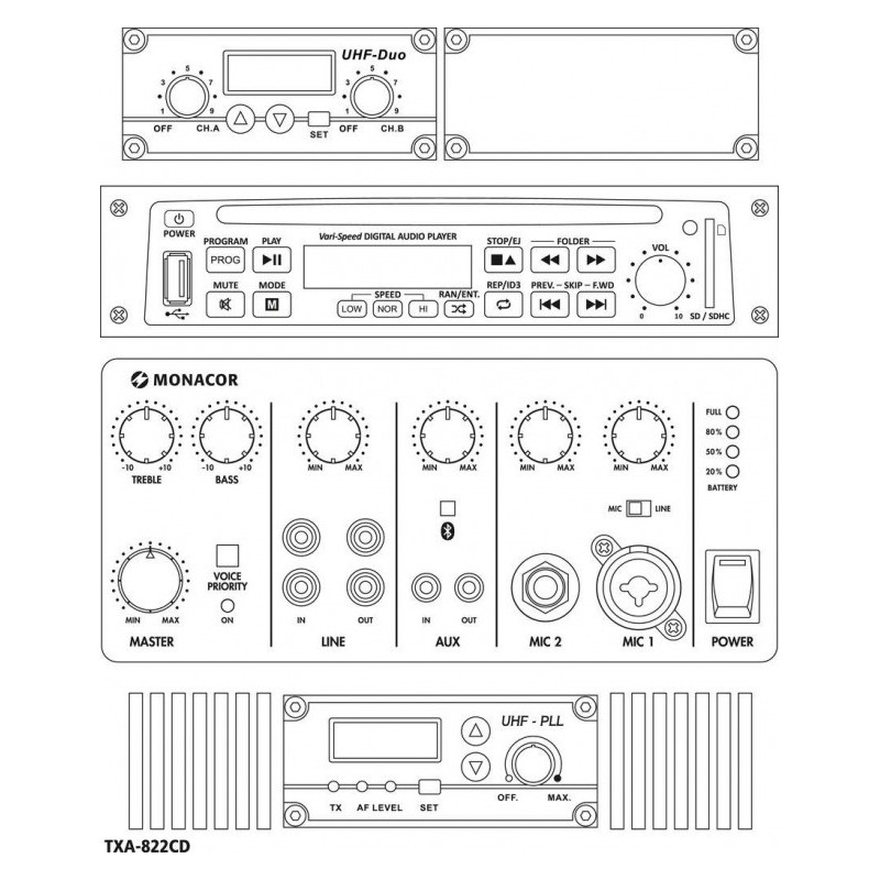 Monacor TXA-822CD - Przenośny system PA