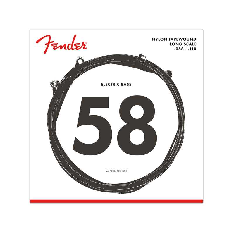 Fender 9120 Bass Strings, Nylon Tapewound, .058-.110 Gauge, (4) - 1