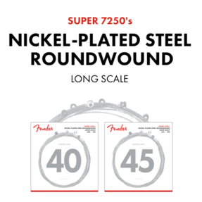 Fender 7250 Bass Strings, Nickel Plated Steel, Long Scale, 7250ML .045-.100 Gauges, (4) - 1