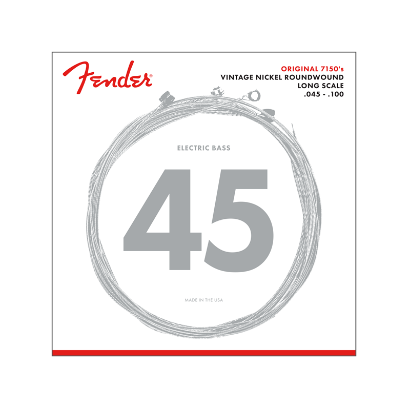 Fender Original 7150 Bass Strings, Pure Nickel, Roundwound, Long Scale, 7150ML .045-.100 Gauges, (4) - 2