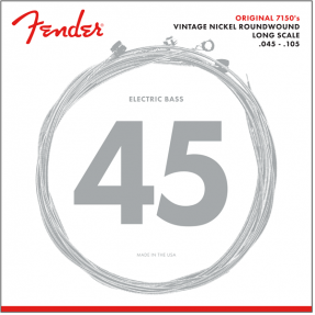 Fender Original 7150 Bass Strings, Pure Nickel, Roundwound, Long Scale, 7150M .045-.105 Gauges, (4) - 1