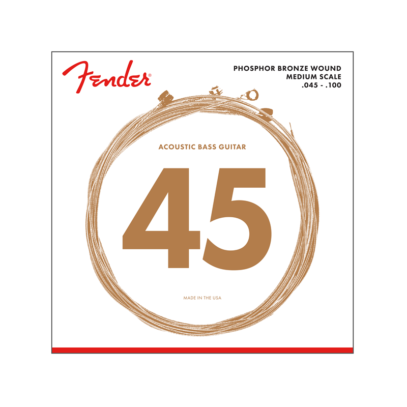 Fender 7060 Acoustic Bass Strings, Phosphor Bronze, .45-.100 Gauges, (4) - 1