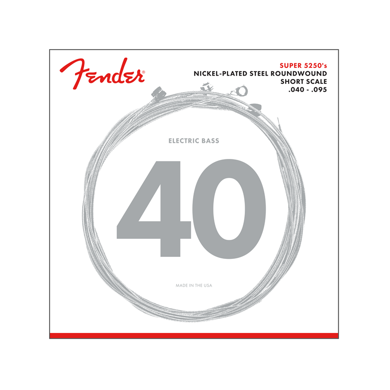 Fender Super 5250 Bass Strings, Nickel-Plated Steel Roundwound, Short Scale, 5250XL .040-.095 Gauges, (4) - 1
