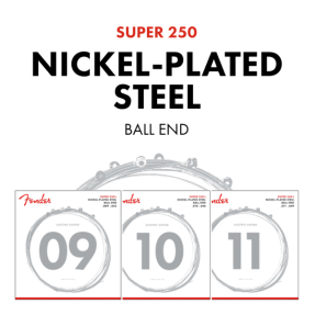 Fender Super 250 Guitar Strings, Nickel Plated Steel, Ball End, 250XS Gauges .008-.038, (6) - 1