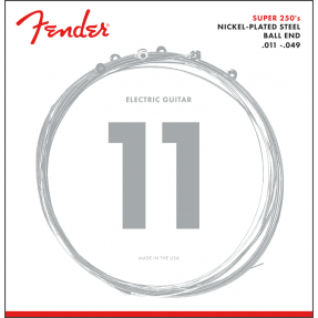 Fender Super 250 Guitar Strings, Nickel Plated Steel, Ball End, 250M Gauges .011-.049, (6) - 1