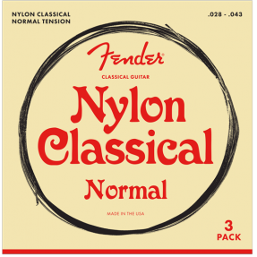 Fender Nylon Acoustic Strings, 100 Clear/Silver, Tie End, Gauges .028-.043, 3-Pack - 1