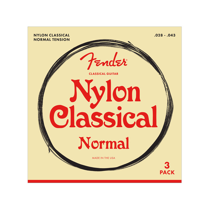 Fender Nylon Acoustic Strings, 100 Clear/Silver, Tie End, Gauges .028-.043, 3-Pack - 1