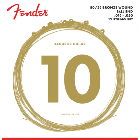 Fender 80/20 Bronze Acoustic Strings, Ball End, 70-12L .010-.050 Gauges, (12) - 1