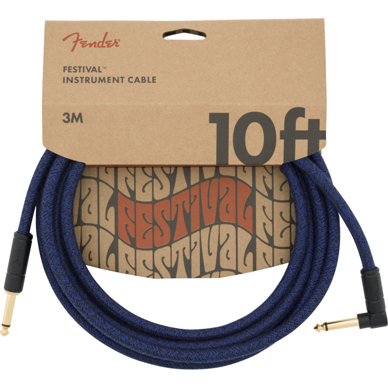 Fender 10' Angled Festival Instrument Cable, Pure Hemp, Blue Dream - 4