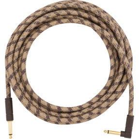 Fender 18.6' Angled Festival Instrument Cable, Pure Hemp, Brown Stripe - 1