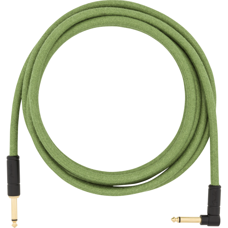 Fender 10' Angled Festival Instrument Cable, Pure Hemp, Green - 1