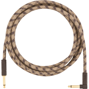 Fender 10' Angled Festival Instrument Cable, Pure Hemp, Brown Stripe - 1