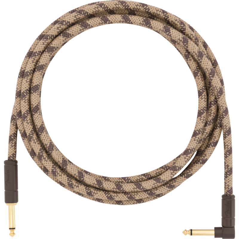 Fender 10' Angled Festival Instrument Cable, Pure Hemp, Brown Stripe - 1