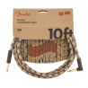 Fender 10' Angled Festival Instrument Cable, Pure Hemp, Brown Stripe - 3