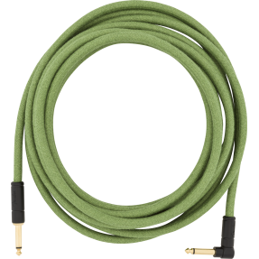 Fender 18.6' Angled Festival Instrument Cable, Pure Hemp, Green - 1