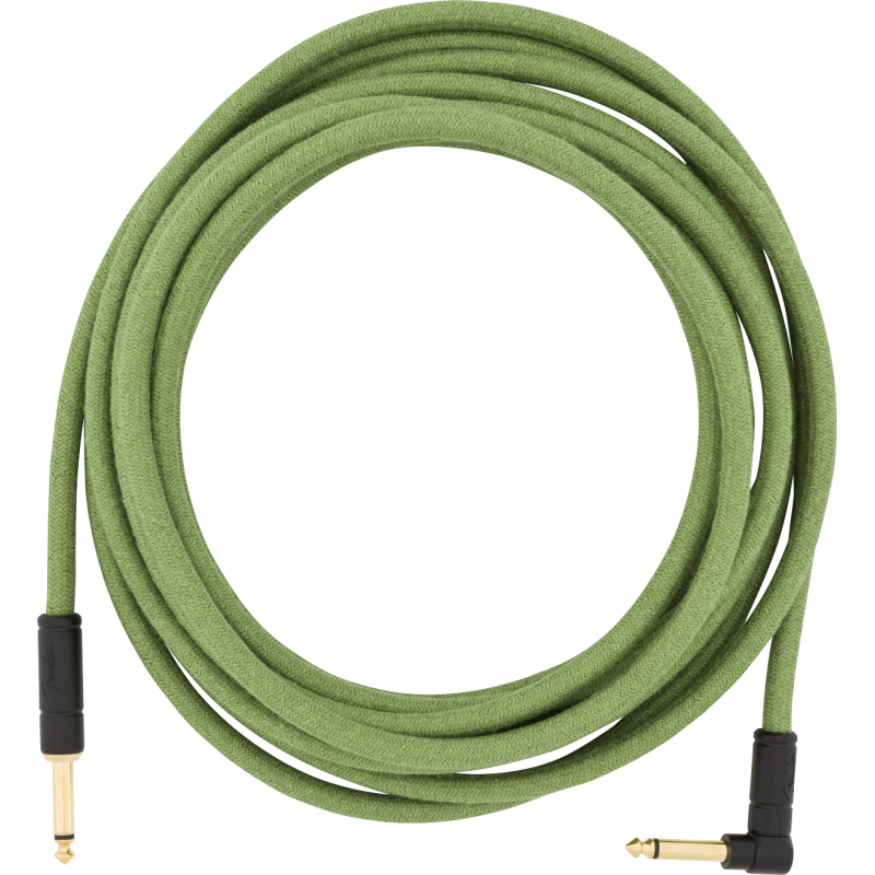Fender 18.6' Angled Festival Instrument Cable, Pure Hemp, Green - 1
