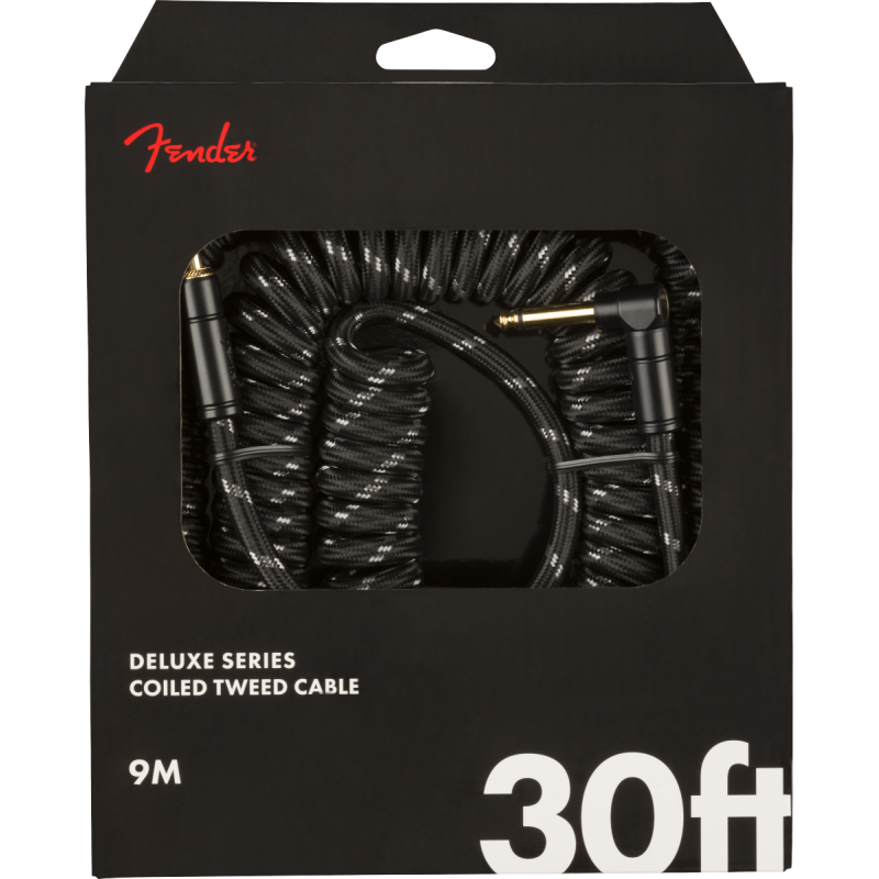 Fender Deluxe Coil Cable, 30', Black Tweed - 2