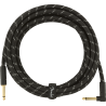 Fender Deluxe Series Instrument Cable, Straight/Angle, 15' Black Tweed - 1