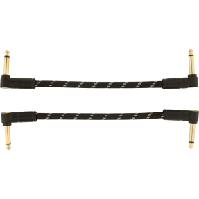 Fender Deluxe Series Instrument Cables (2-Pack), Angle/Angle, 6", Black Tweed - 1