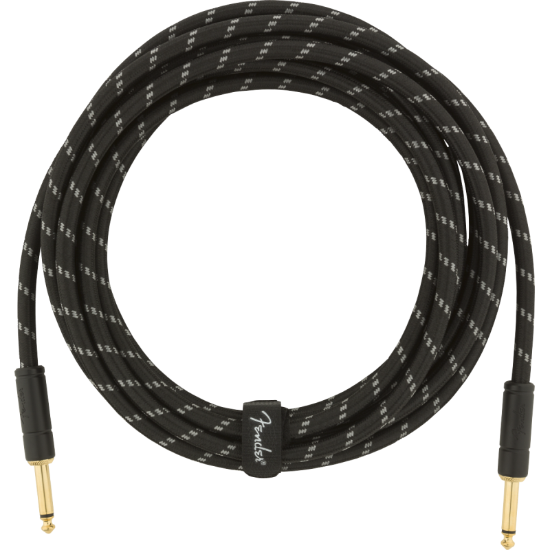 Fender Deluxe Series Instrument Cable, Straight/Straight, 15', Black Tweed - 1