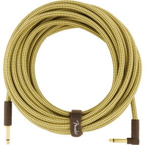Fender Deluxe Series Instrument Cable, Straight/Angle, 25', Tweed - 1