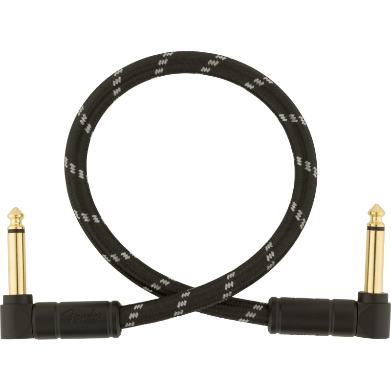 Fender Deluxe Series Instrument Cable, Angle/Angle, 1', Black Tweed - 1