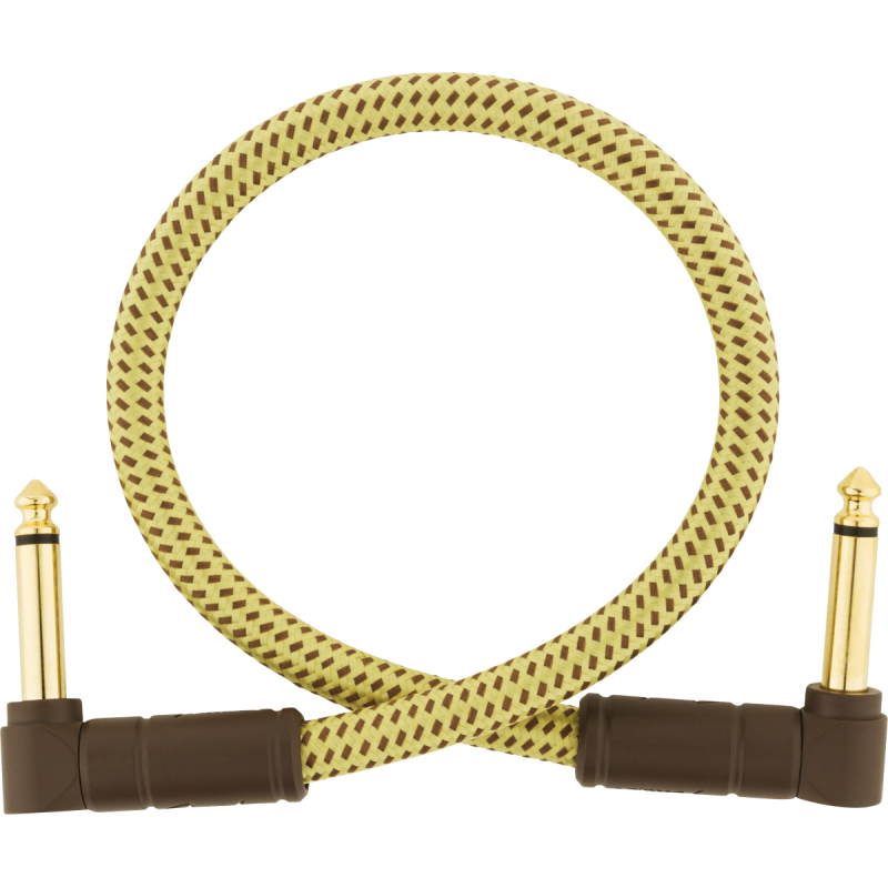 Fender Deluxe Series Instrument Cable, Angle/Angle, 1', Tweed - 1