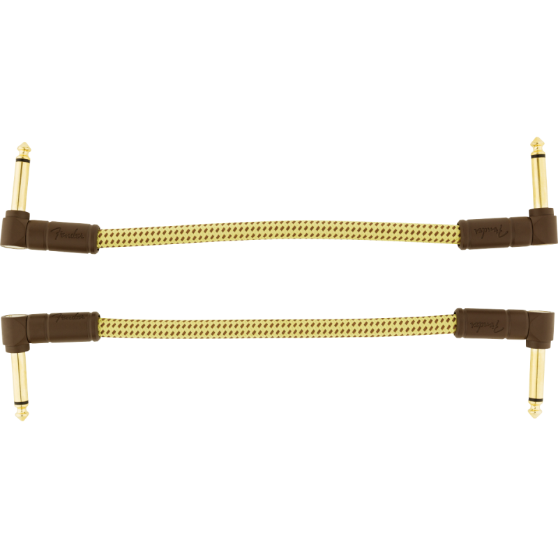 Fender Deluxe Series Instrument Cables (2-Pack), Angle/Angle, 6", Tweed - 1