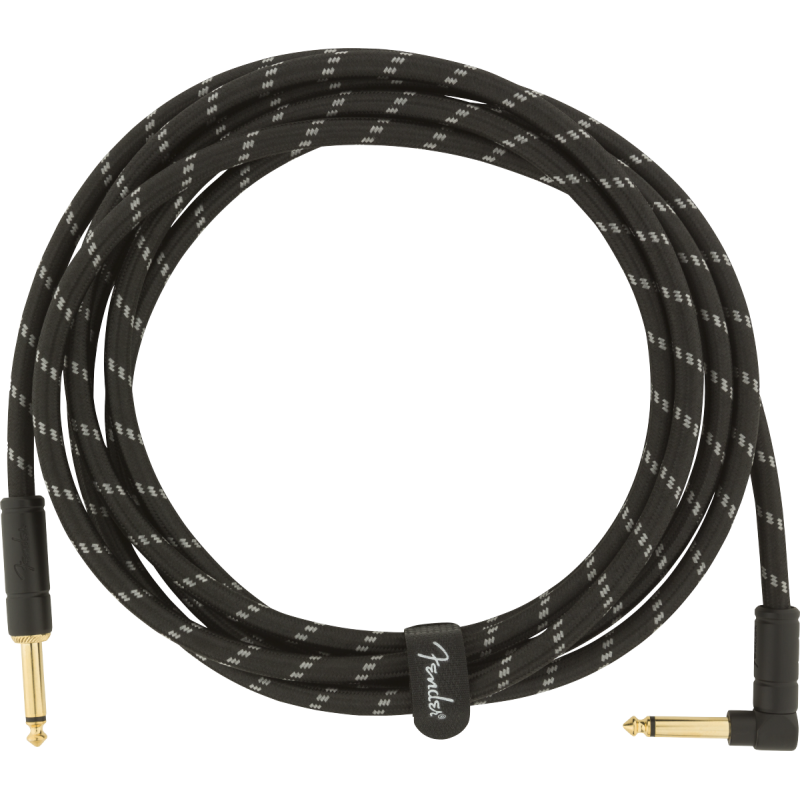 Fender Deluxe Series Instrument Cable, Straight/Angle, 10', Black Tweed - 1