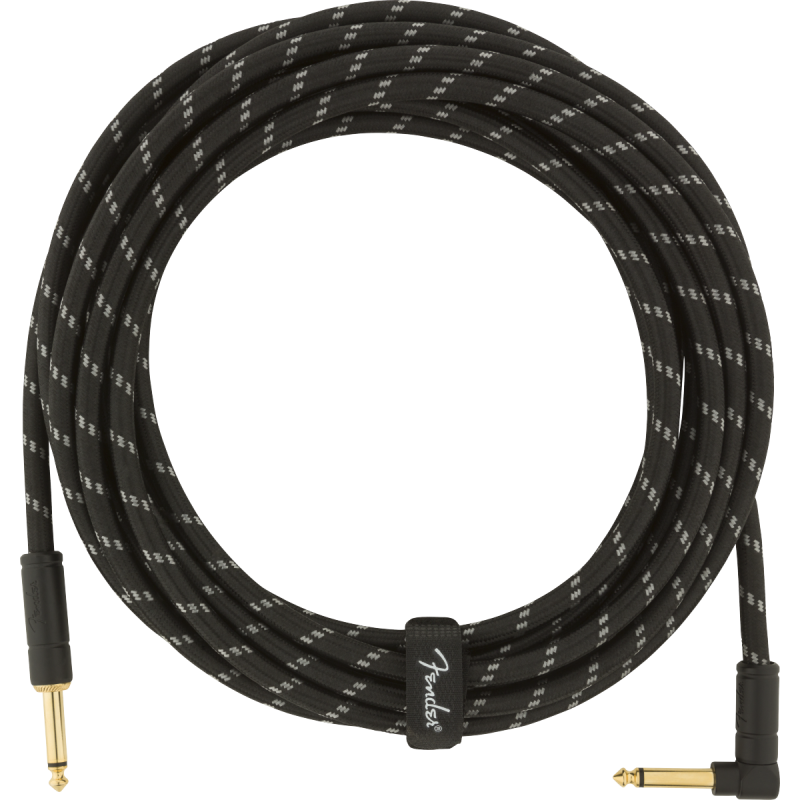 Fender Deluxe Series Instrument Cable, Straight/Angle, 18.6', Black Tweed - 1