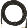 Fender Deluxe Series Instrument Cable, Straight/Angle, 18.6', Black Tweed - 1