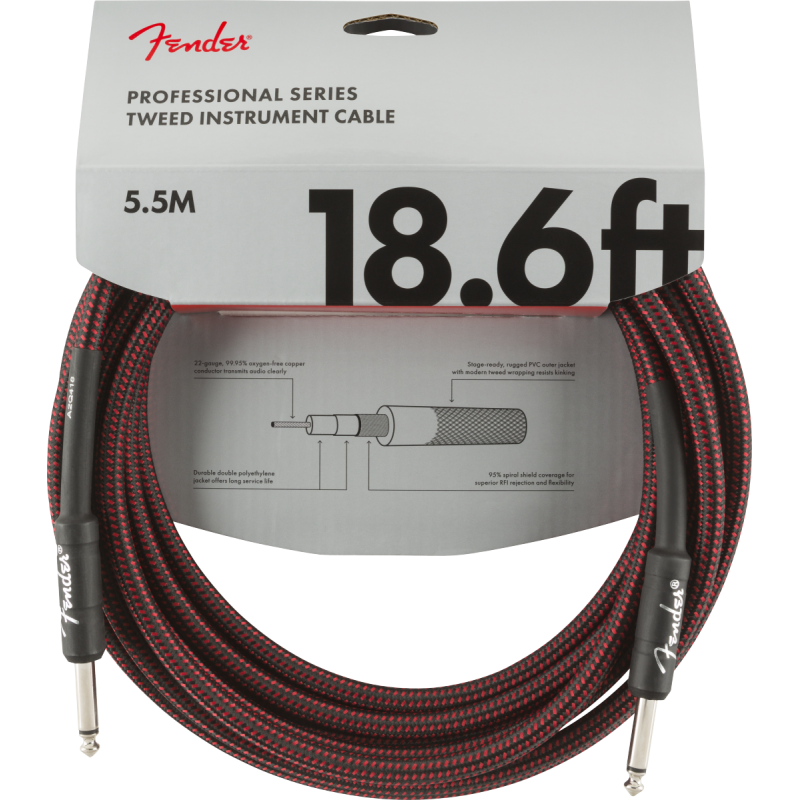 Fender Professional Series Instrument Cable, 18.6', Red Tweed - 3