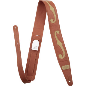 Gretsch  F-Holes Leather Strap, Orange and Tan, 3" - 1