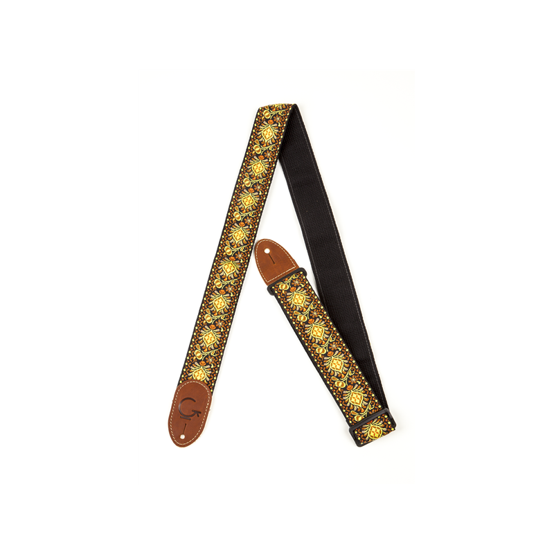 Gretsch G Brand Strap Yellow/Orange Brown Ends - 1