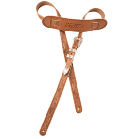 Gretsch  Vintage Tooled Leather Guitar Strap, Russet - 1