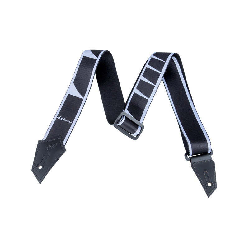 Jackson Strap with Sharkfin Inlay Pattern, Black/White - 1