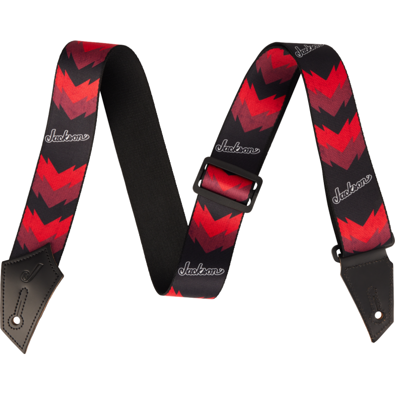 Jackson Strap with Double V Pattern, Black and Red - 1