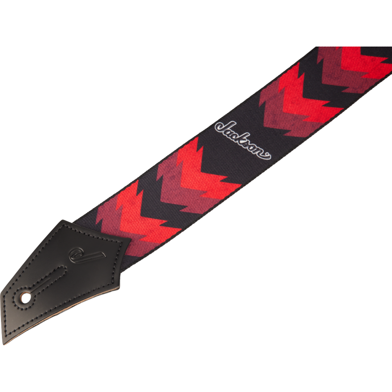 Jackson Strap with Double V Pattern, Black and Red - 2