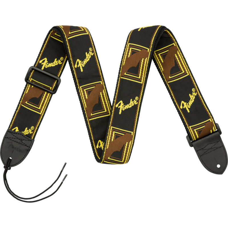 Fender  2" Monogrammed Strap, Black/Yellow/Brown - 1