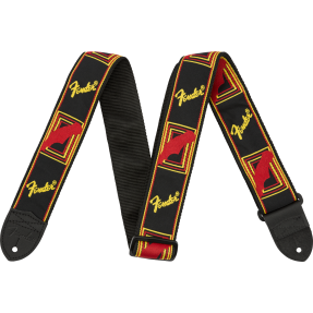 Fender  2" Monogrammed Strap, Black/Yellow/Red - 1