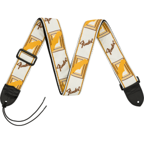 Fender  2" Monogrammed Strap, White/Brown/Yellow - 1