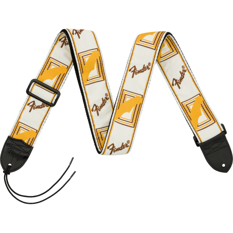Fender  2" Monogrammed Strap, White/Brown/Yellow - 1