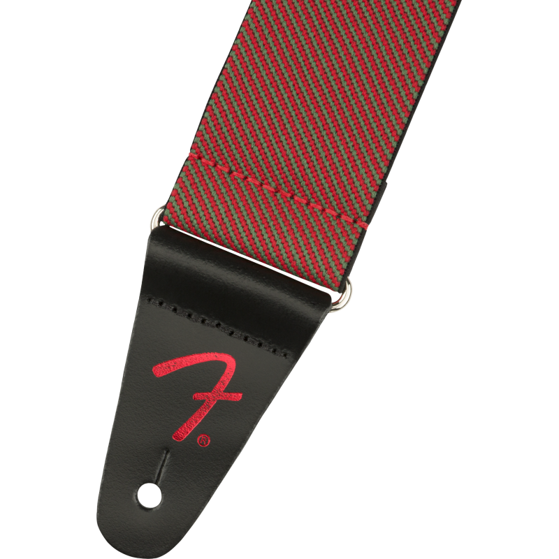 Fender Weighless Festive Tweed Strap, Green/Red - 2