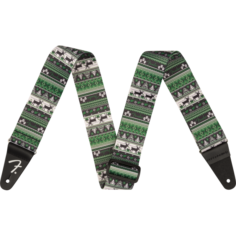 Fender Ugly Xmas Sweater Strap, Green Fair Isle - 1