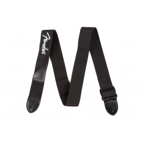 Fender  2" Black Poly Strap w/ White  Logo - 1