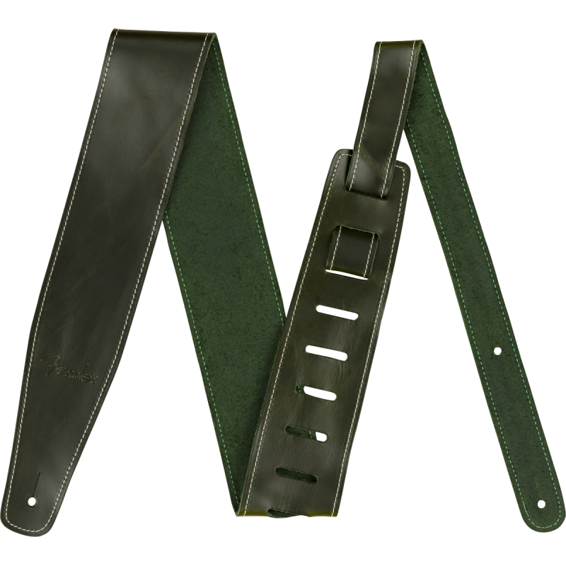 Fender Broken-In Leather Strap, Green 2.5" - 1
