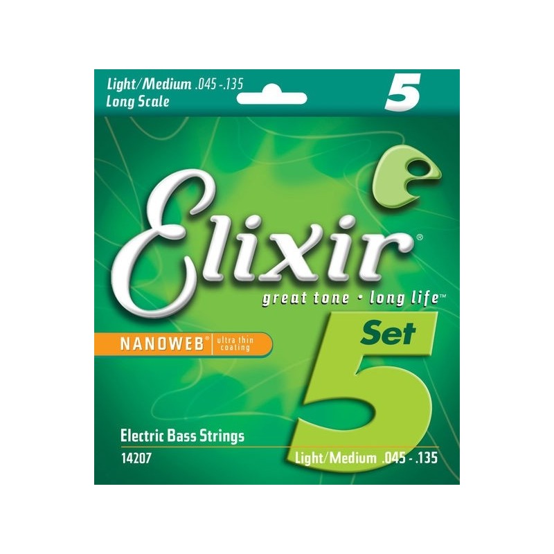ELIXIR 14207 NanoWeb Bass 5-String - Struny do basu 45-135