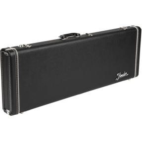 Fender G&G Deluxe Strat/Tele Hardshell Case, Left Handed, Black with Orange Plush Interior - 1